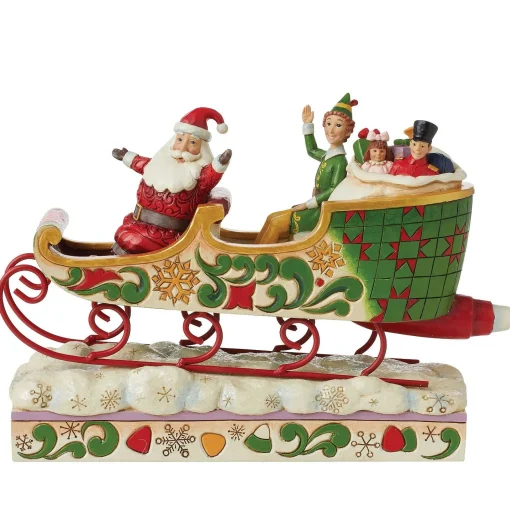 Buddy Elf With Santa In Sleigh