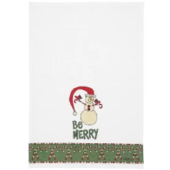 Candycanes Snowman Tea Towel