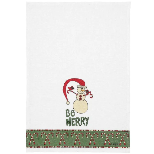 Candycanes Snowman Tea Towel