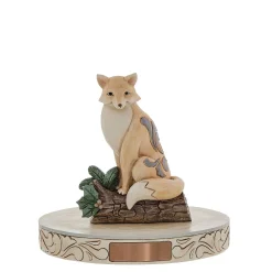 White Woodland Fox On Birchlog