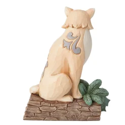 White Woodland Fox On Birchlog